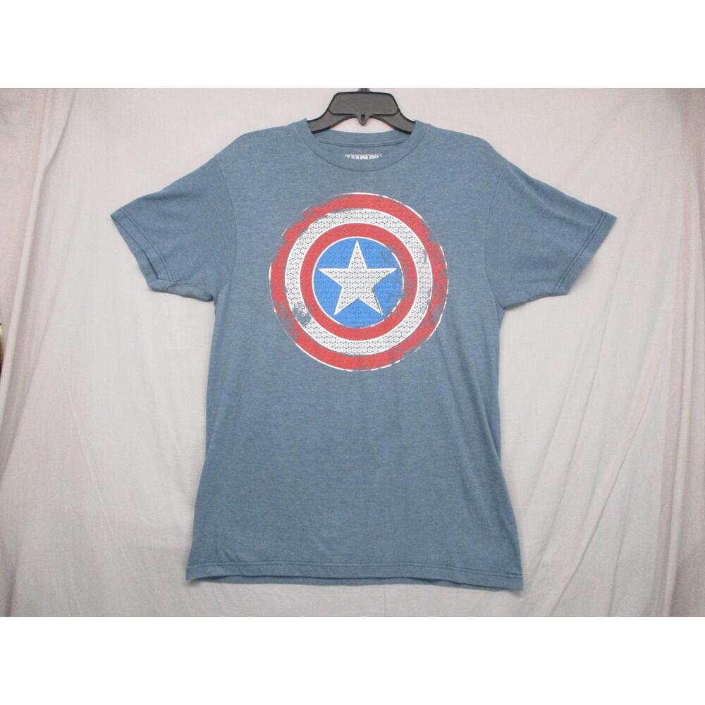 Marvel Blue Unisex Graphic Tee Superhero Captain‎ America T-Shirt Size Medium